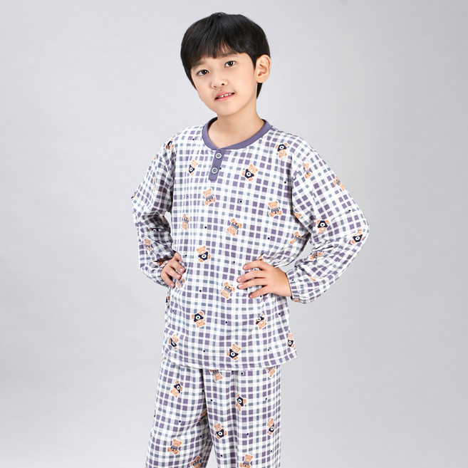 폭스클럽 키즈라인 니트베어 피치기모 파자마 상하의 세트