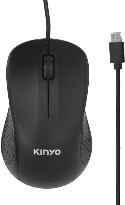 Kinyo Type-C有線光學滑鼠, 黑色, KM-505B