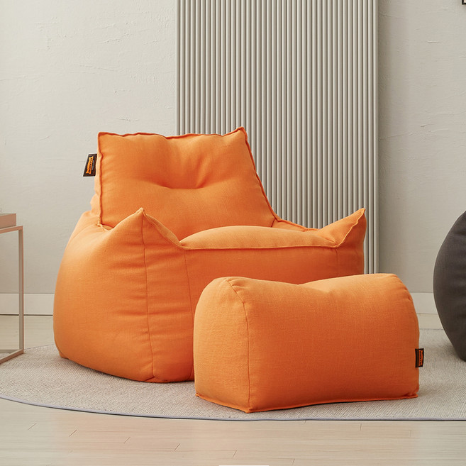 보니타 난연소재 초대형 페르시안 빈백 RFR909 + 풋스툴 세트, 오렌지