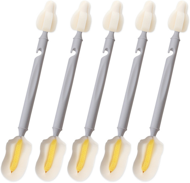 하이비 젖병 젖꼭지 세척솔 몽글이 듀얼 버블프로솔, 5개, 라이트그레이