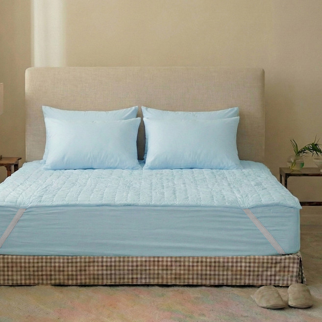 지베딩 국내 제조 컬러풀 침대패드 겸 카페트, 파스텔블루