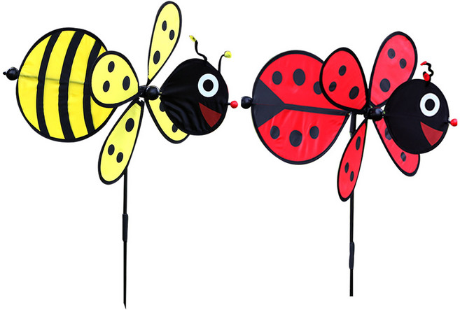 리빙다 큐티 꿀벌 + 무당벌레 바람개비 세트, 혼합색상, 1세트