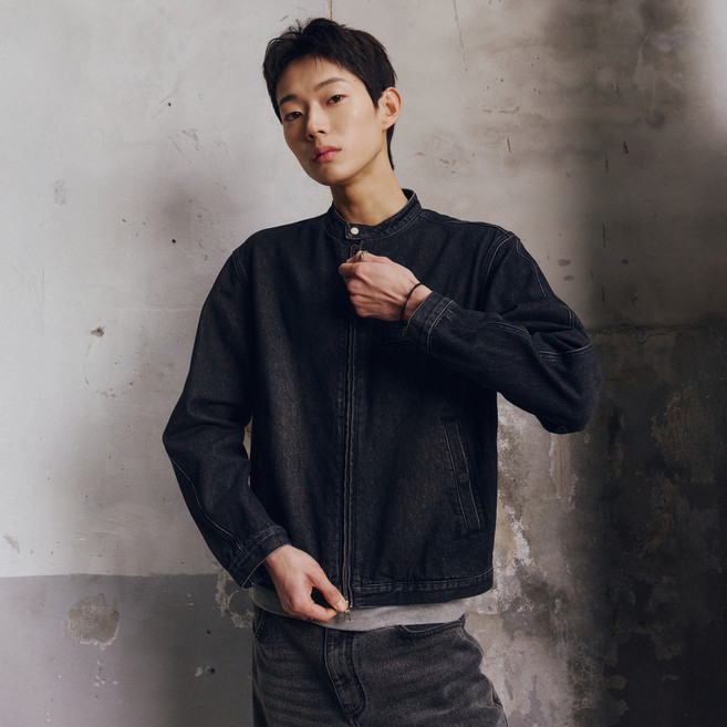 MIND BRIDGE 男士水洗立領卡車司機夾克M1JP2152