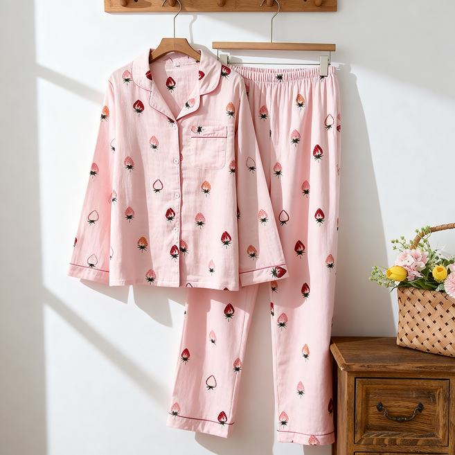 비단길 베리도트 긴팔 잠옷 상하의 세트