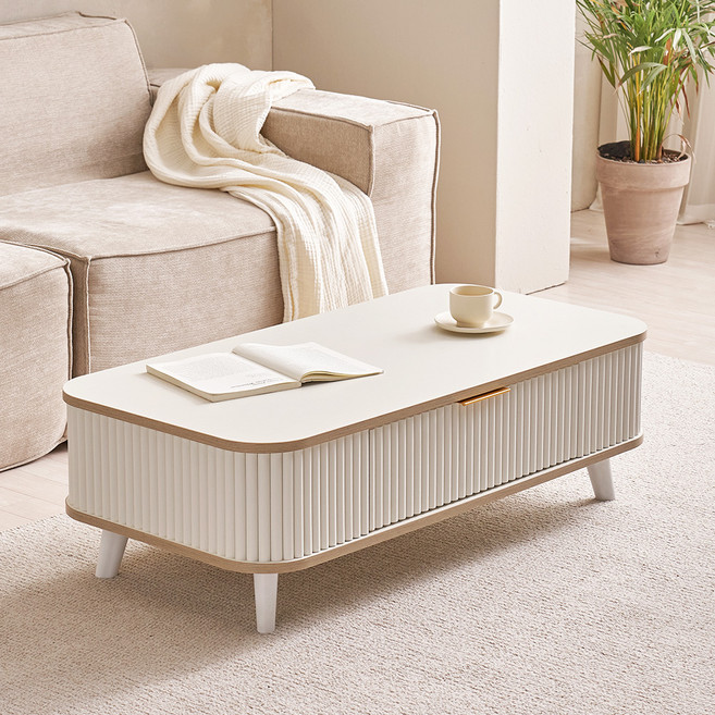 장인가구 마린 템바보드 거실 소파 테이블 방문설치, 화이트