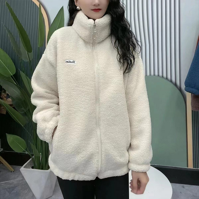 Goodif 女款暖身氣球袖圈圈絨刷毛拉鍊外套