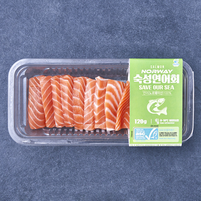 은하수산 노르웨이산 ASC 숙성연어회 슬라이스 (냉장), 120g, 1개