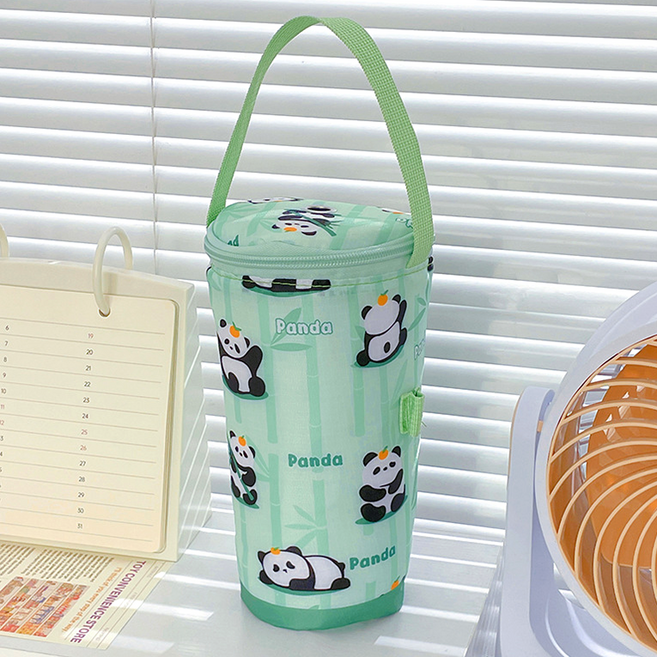 비단길 루테 음료 텀블러 보냉 파우치, 그린팬더, 1개