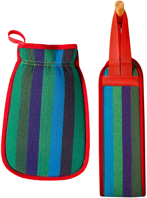 혼자서도 가능한 스트라이프 각질제거 타월 2종 세트, 블루, 1개입, 1세트