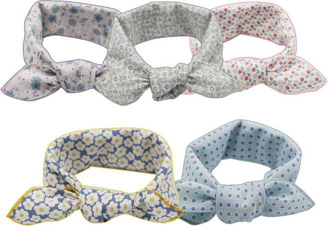 꿈꾸는두부 패턴 사각 플라워 쁘띠스카프 5종세트