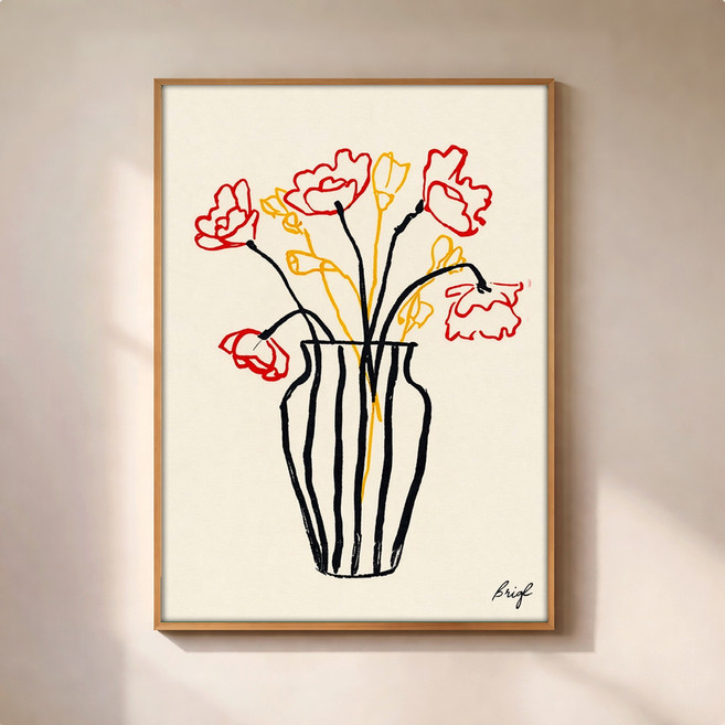 홈 카페 포스터 라인 플라워