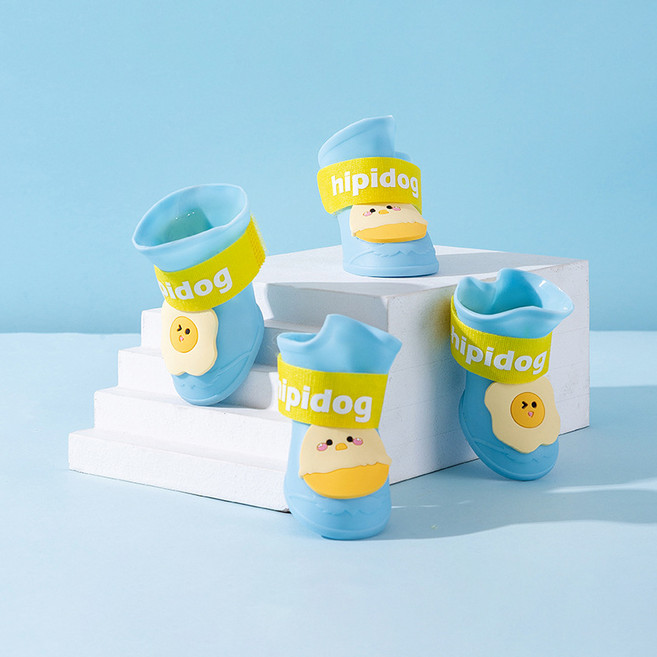 파스텔펫 반려동물 삐약 방수 레인부츠, 블루, 4개