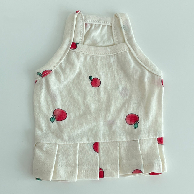 바이담수미 강아지 후르츠 크롭 원피스형, 레드(사과), 1개