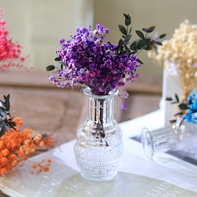 프리저브드 안개꽃 + 화병 세트, 퍼플(안개꽃)