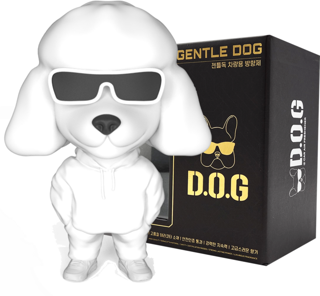 도그독 젠틀독 푸들 피규어 차량용 방향제 세트, 1세트, 화이트코튼