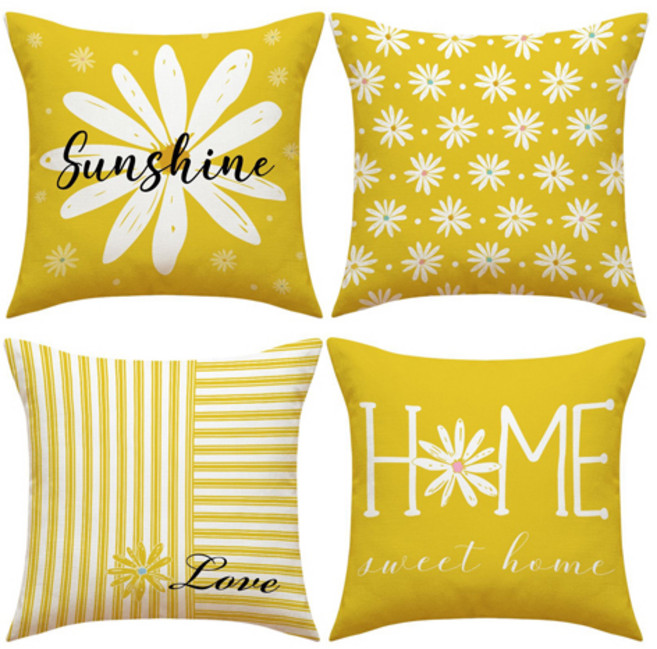 아리코 선샤인 플라워 프린팅 쿠션커버 4종 세트