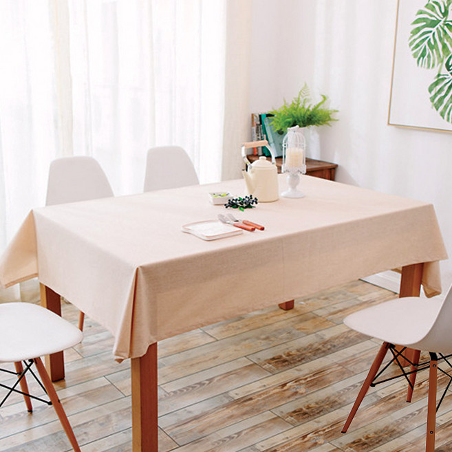 케이홈 린넨 방수 식탁보, 베이지, 10인용(130 x 240 cm)