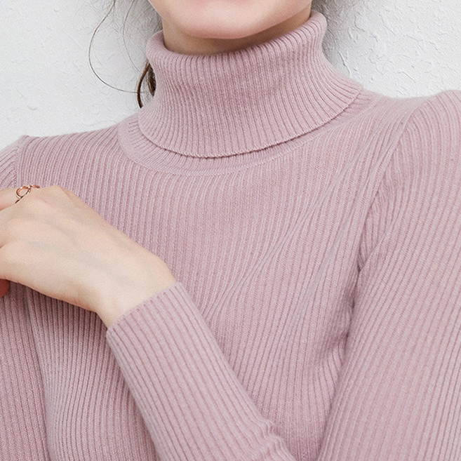 라라티나 여성용 주노아 베이직 슬림 골지 긴목폴라 니트 이너 긴팔티