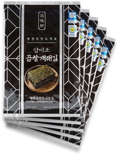 담미소 곱창재래김 조미된 구운김, 45g, 5개