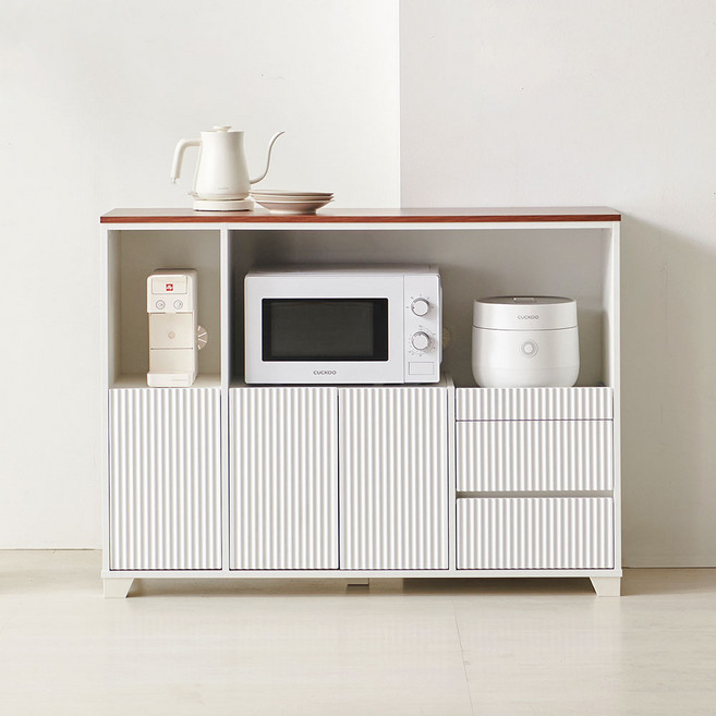 서울소호 LPM 템바보드 1200 주방 수납장 홈바 선반 렌지대 방문설치, 멀바우 화이트, 2단