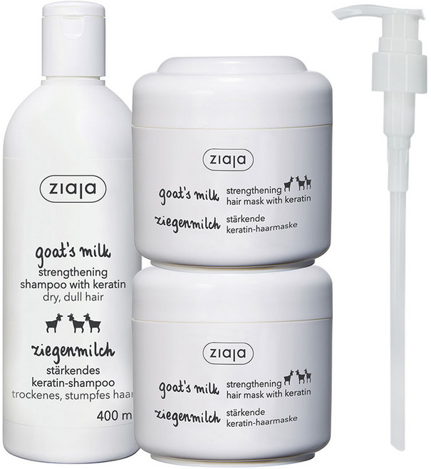 지아자 산양유 샴푸 400ml + 헤어팩 200ml x 2p + 전용펌프 세트, 1세트