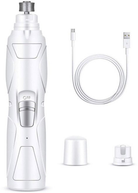 딩동펫 반려동물 LED형 전동 그라인더 발톱다듬기 17cm, 화이트, 1개