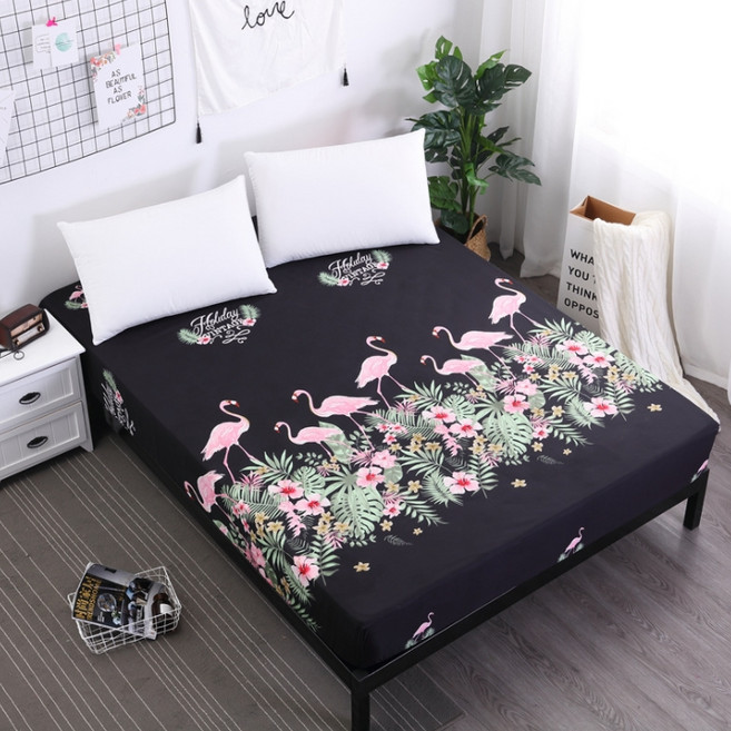 에이스 사각 체크 플라워 매트리스 커버