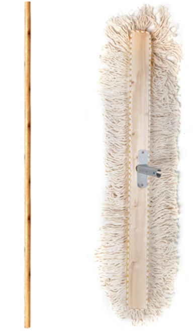 월드크린 강당걸레 75cm + 나무자루 세트, 1세트