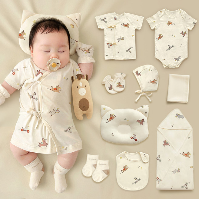 ikii 오가닉 말띠 반소매 배냇저고리 10종 세트