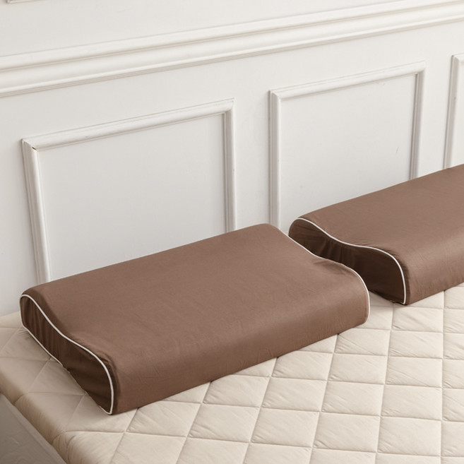 아지오텍스 서포트슬림 굴곡형 라텍스베개 + 속커버 + 겉커버, 브라운, 1개