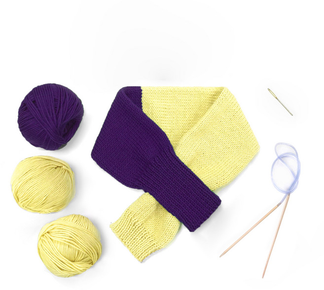 멜로우 슬리브 쁘띠 스카프 니팅 키트, 1세트, 에그플랜트 바닐라