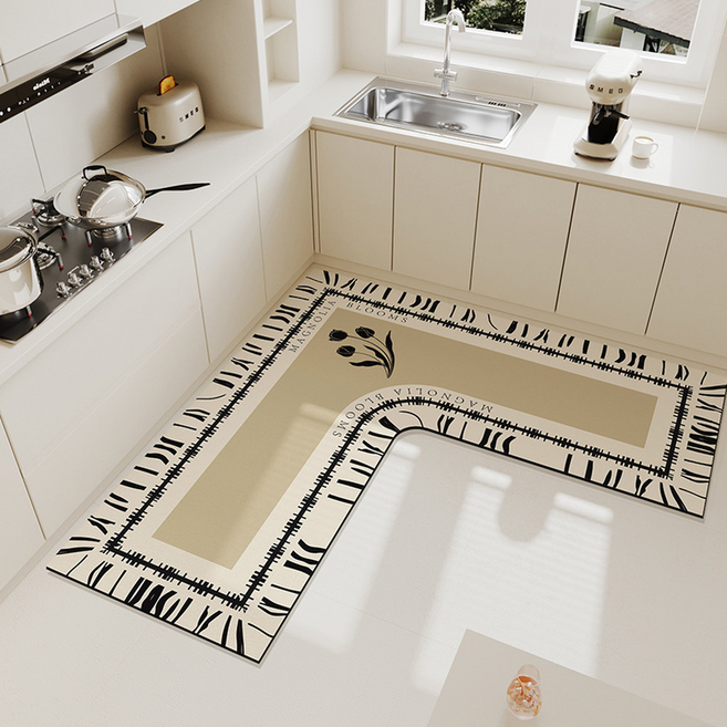 Ecster L型轉角矽藻土防滑吸水廚房地墊, Type A