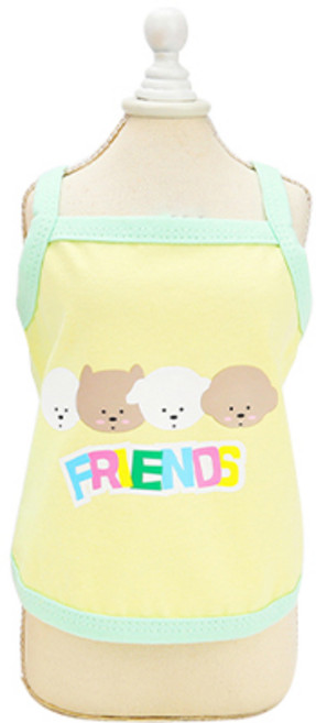 강쥐 프렌즈 강아지 턱받이 티셔츠, 옐로우, 1개