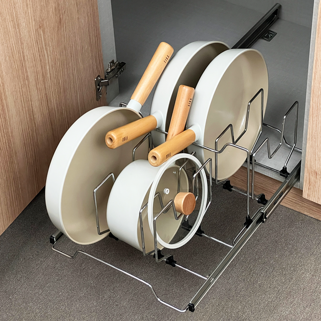 에브리윅 슬라이딩 후라이팬 정리대, 8단, 실버, 1개