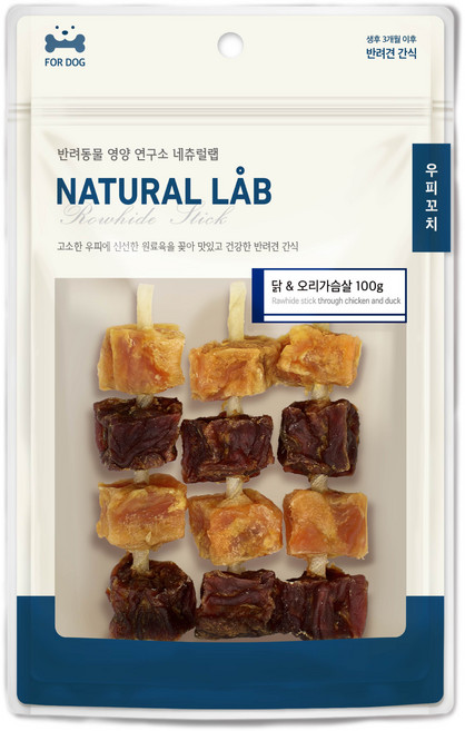 네츄럴랩 강아지 우피 꼬치 간식, 혼합맛(닭/오리가슴살), 100g, 1개