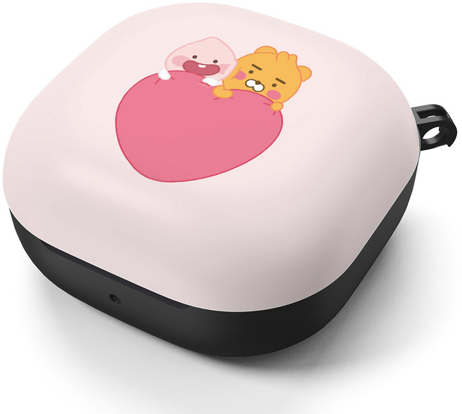 리틀카카오프렌즈 스윗리틀하트 갤럭시 버즈2pro/버즈2/버즈 프로/버즈 라이브 하드 케이스, 빼꼼 리틀라이언 앤 리틀 어피치(연핑크)