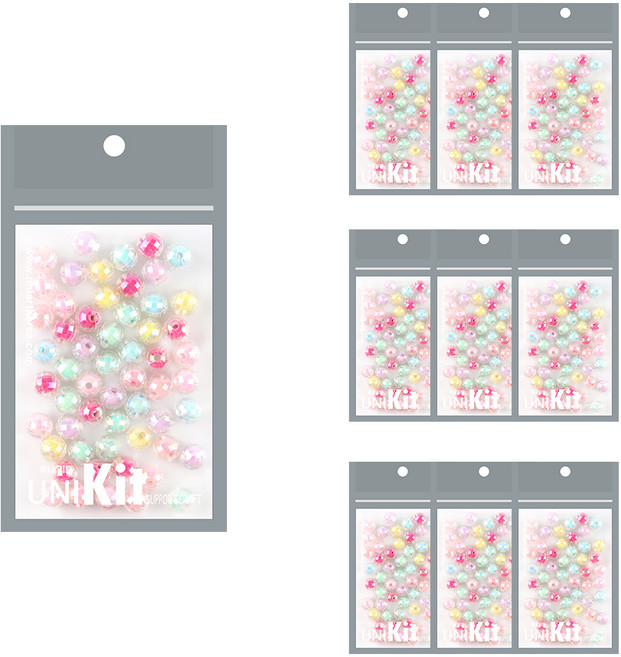 유니아트 티니비즈 파스텔 크리스탈볼 홀로그램 3번, 혼합색상, 10개