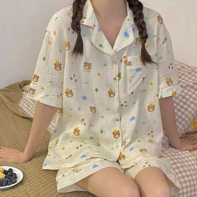 Eolipeul 女性夏季可愛居家服短袖睡衣上下套裝