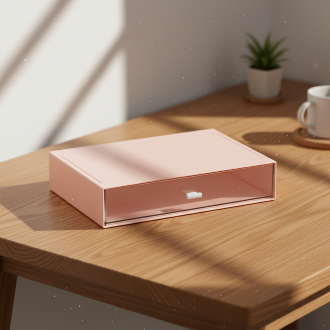 조인메이드 데스크 정리 서랍형 화장품 보관함 1단, 핑크, 1개