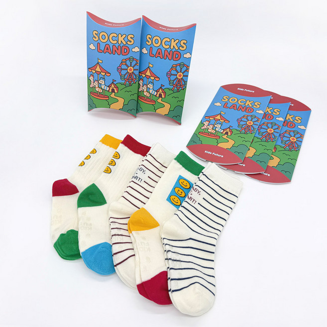 키즈퓨처 아동용 퍼니비비 양말 5족 + 선물 패키지 5p 세트