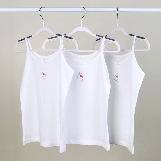 키즈라인 아동용 핑크래빗 순면 끈런닝 3p