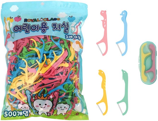 ROYAL CLASS 兒童牙線棒 附隨身收納盒 510支, Patterned, 1組