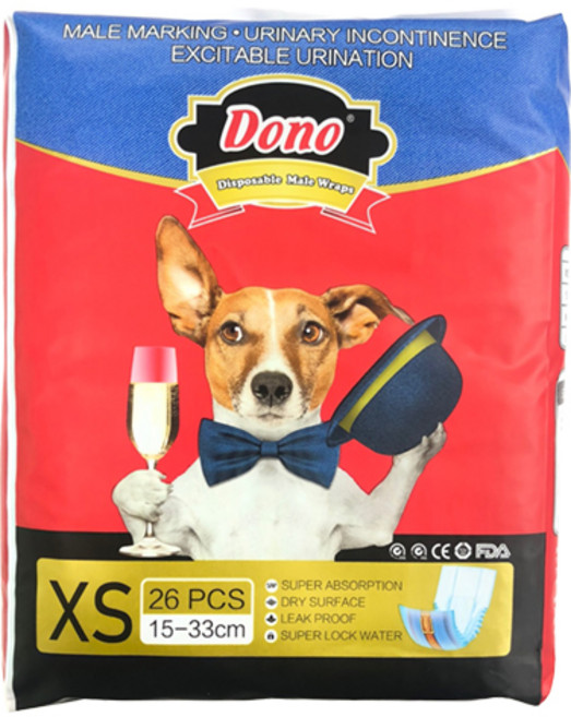 DONO 수컷용 매너패드 강아지 기저귀 블루진 XS, 26개입, 1개