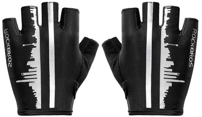 락브로스 충격방지패드 메쉬 자전거 반장갑 양손착용 S252, 블랙