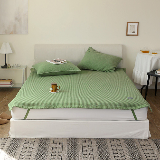 이블랑 뉴데이 60수 순면 피그먼트 침대패드, 딥그린