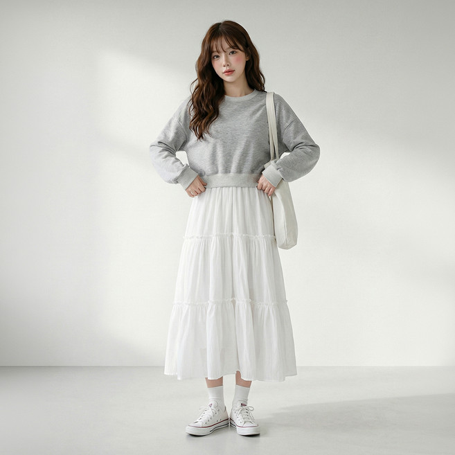 SweetSOUP 스웨트셔츠 레이어드 원피스 WC3OPJ1