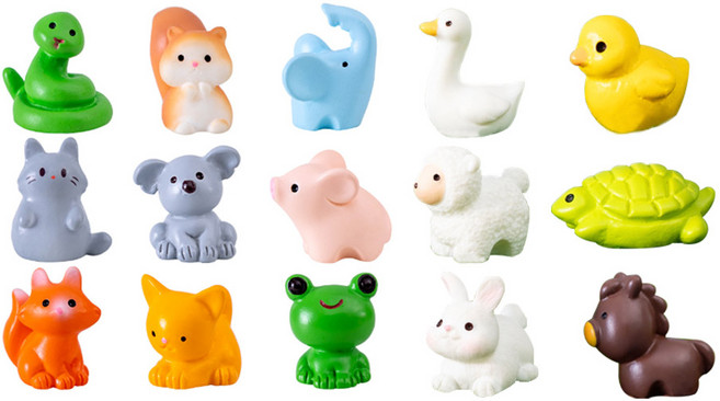 아쿠아비 수족관 애니멀 미니어처 15종 세트, 1세트