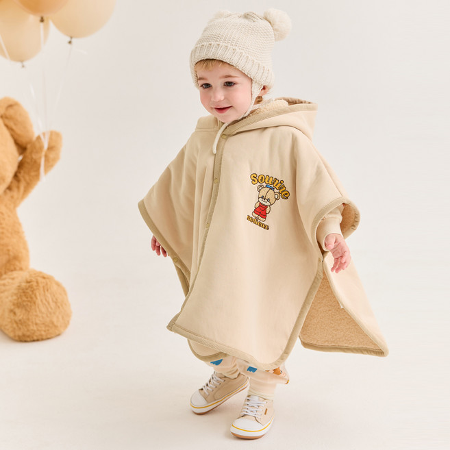 Milk Baby 嬰幼兒舒適牛奶熊寶寶斗篷連帽披風