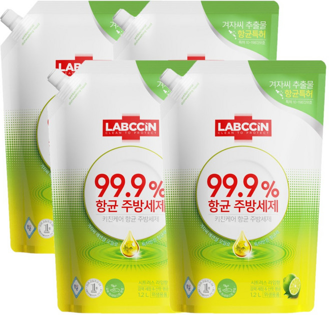 랩신 주방세제 라임향, 1.2L, 4개