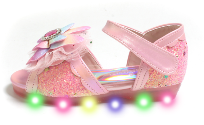 FROMBEBE 프롬베베 여아용 레이 무지개 나비 LED 공주 샌들